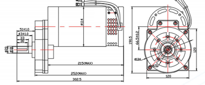洗地機專用電機外形尺寸圖