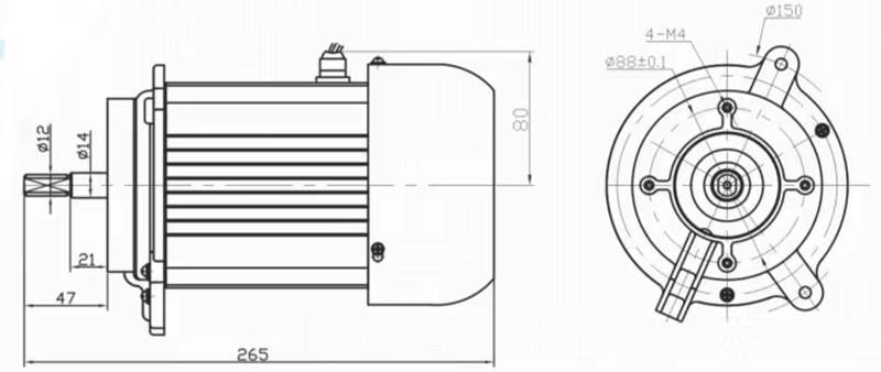 單相電容異步電機外形尺寸圖