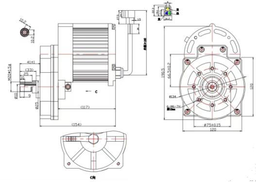 洗地機無刷電機外形尺寸圖